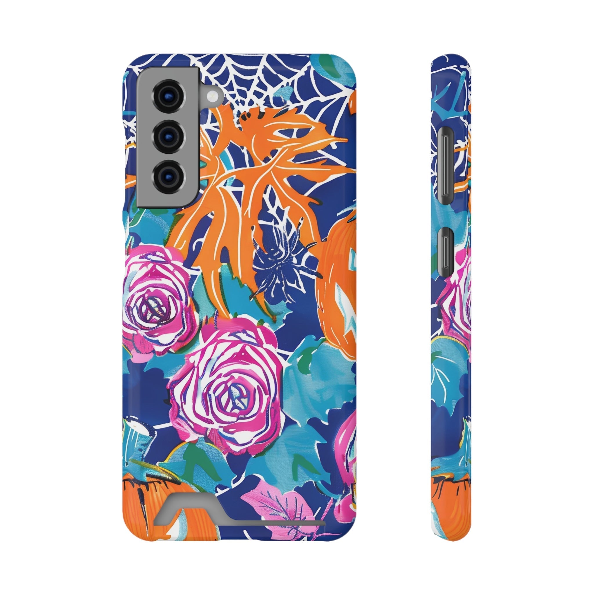 Blue Floral Spiderweb Phone Case, Artsulli - Art is Long, Life is Short, Phone Case, Size, Samsung Galaxy S21, Surface, Glossy, Shape, Without gift packaging, 77286127147098660353