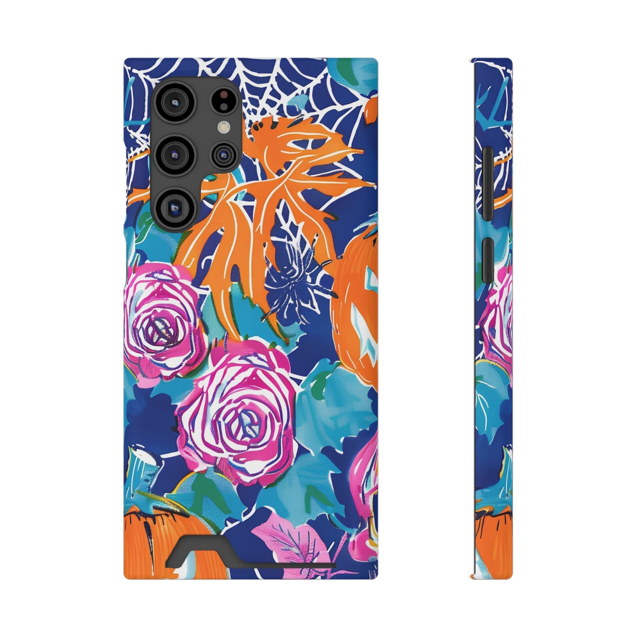 Blue Floral Spiderweb Phone Case, Artsulli - Art is Long, Life is Short, Phone Case, Size, Samsung Galaxy S22 Ultra, Surface, Matte, Shape, With gift packaging, 22684422873860728614