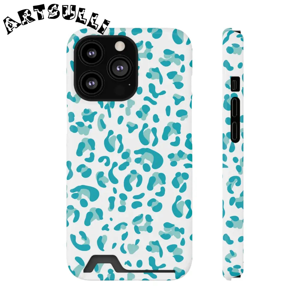Blue Leopard Print Phone Case, Artsulli - Art is Long, Life is Short, Phone Case, Size, iPhone 13 Pro, Surface, Glossy, Shape, Without gift packaging, 19309690246505480447