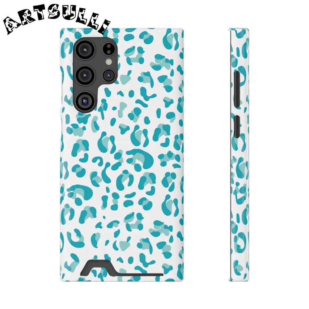 Blue Leopard Print Phone Case, Artsulli - Art is Long, Life is Short, Phone Case, Size, Samsung Galaxy S22 Ultra, Surface, Glossy, Shape, Without gift packaging, 29361792287346968966