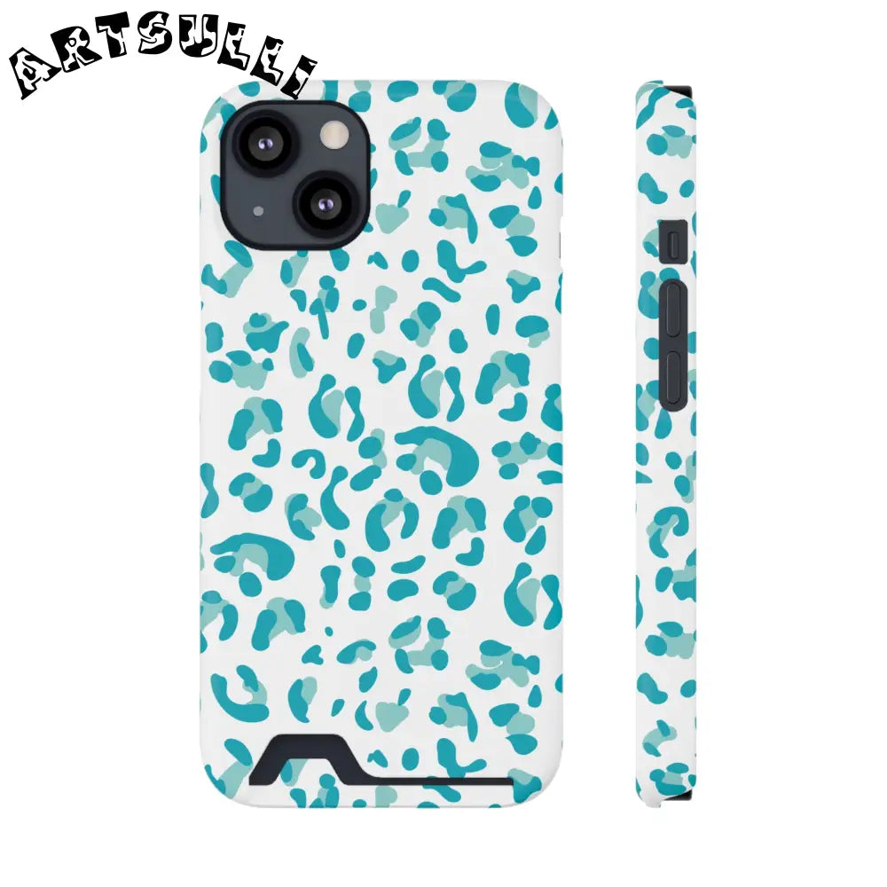 Blue Leopard Print Phone Case, Artsulli - Art is Long, Life is Short, Phone Case, Size, iPhone 13, Surface, Glossy, Shape, Without gift packaging, 27682080859580240904
