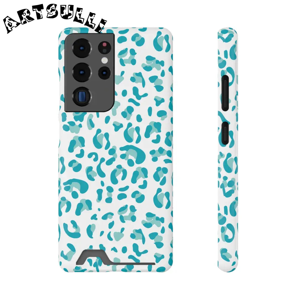 Blue Leopard Print Phone Case, Artsulli - Art is Long, Life is Short, Phone Case, Size, Samsung Galaxy S21 Ultra, Surface, Glossy, Shape, Without gift packaging, 63105608102029795537