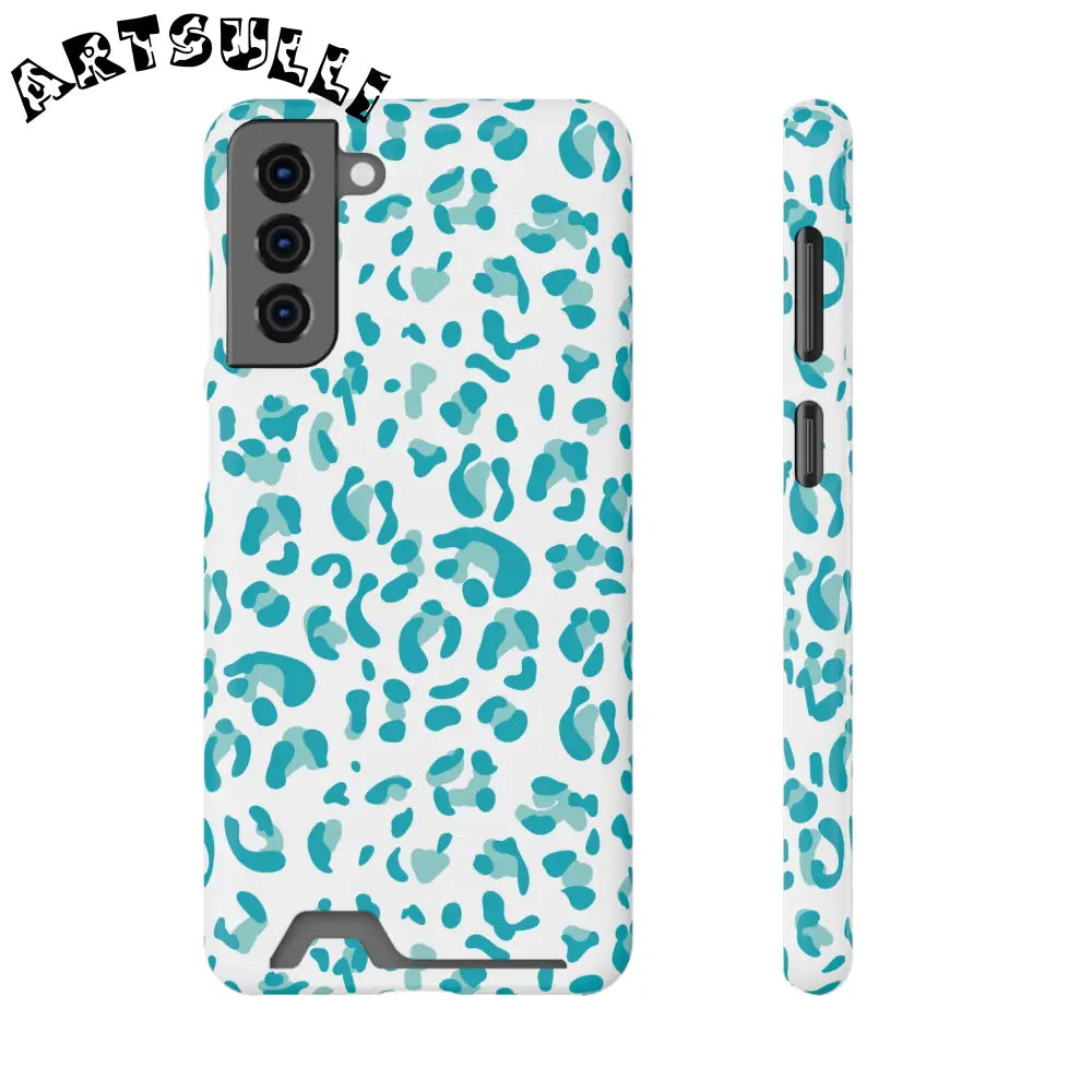 Blue Leopard Print Phone Case, Artsulli - Art is Long, Life is Short, Phone Case, Size, Samsung Galaxy S21 Plus, Surface, Glossy, Shape, With gift packaging, 13324449174602071751