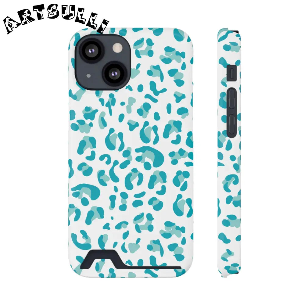Blue Leopard Print Phone Case, Artsulli - Art is Long, Life is Short, Phone Case, Size, iPhone 13 Mini, Surface, Glossy, Shape, With gift packaging, 60029486958965767302