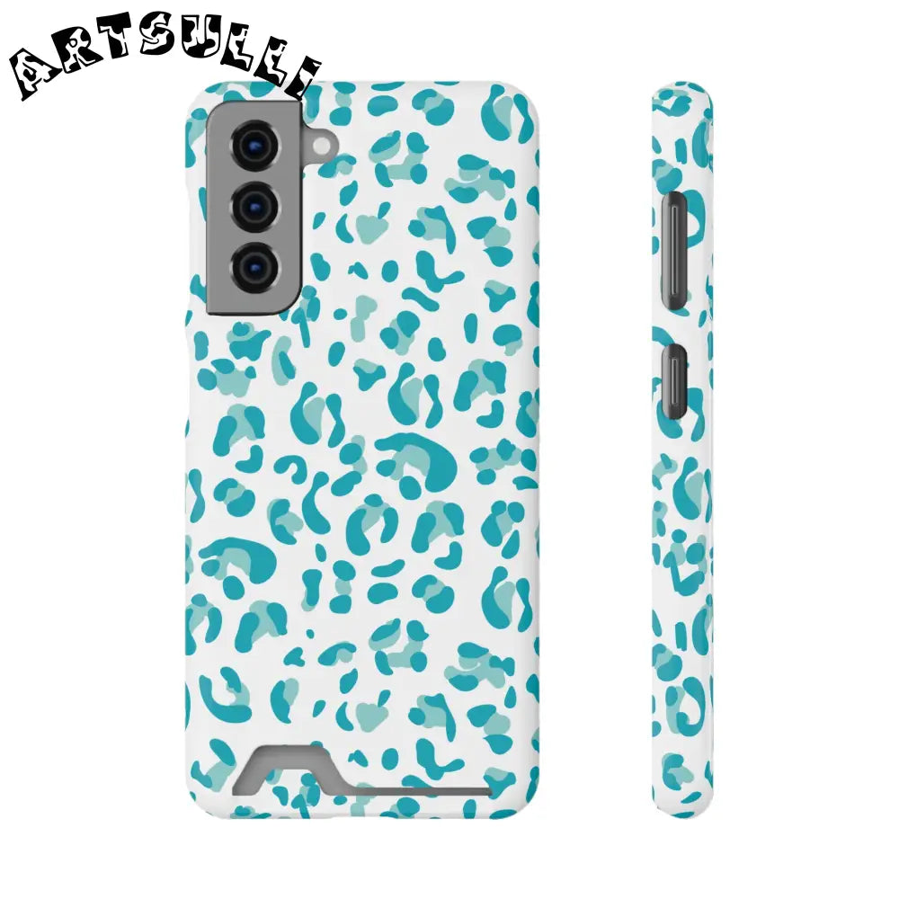Blue Leopard Print Phone Case, Artsulli - Art is Long, Life is Short, Phone Case, Size, Samsung Galaxy S21, Surface, Glossy, Shape, With gift packaging, 37050797454708882988