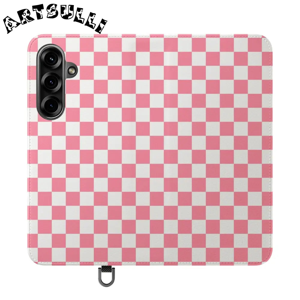 JAKKOUTTHEBXX Pink and White Checkered Flip Case 2025