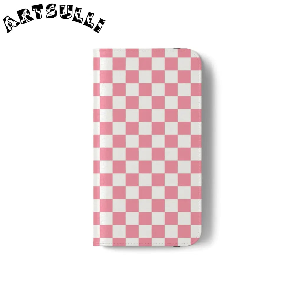 JAKKOUTTHEBXX Pink and White Checkered Flip Case 2025