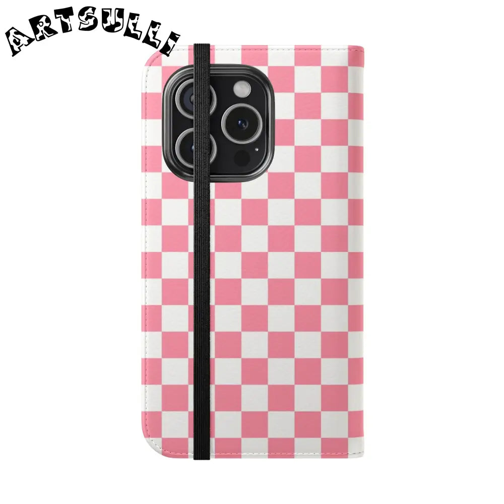 JAKKOUTTHEBXX Pink and White Checkered Flip Case 2025