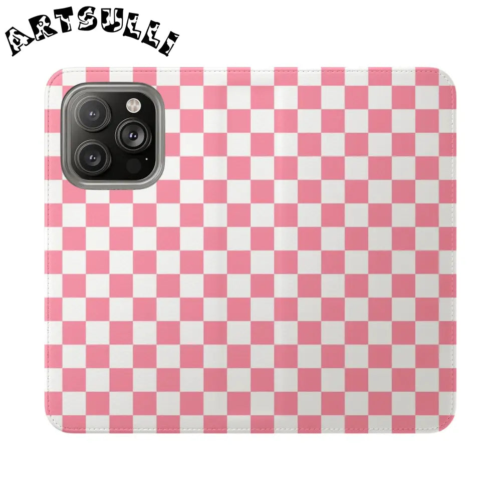 JAKKOUTTHEBXX Pink and White Checkered Flip Case 2025