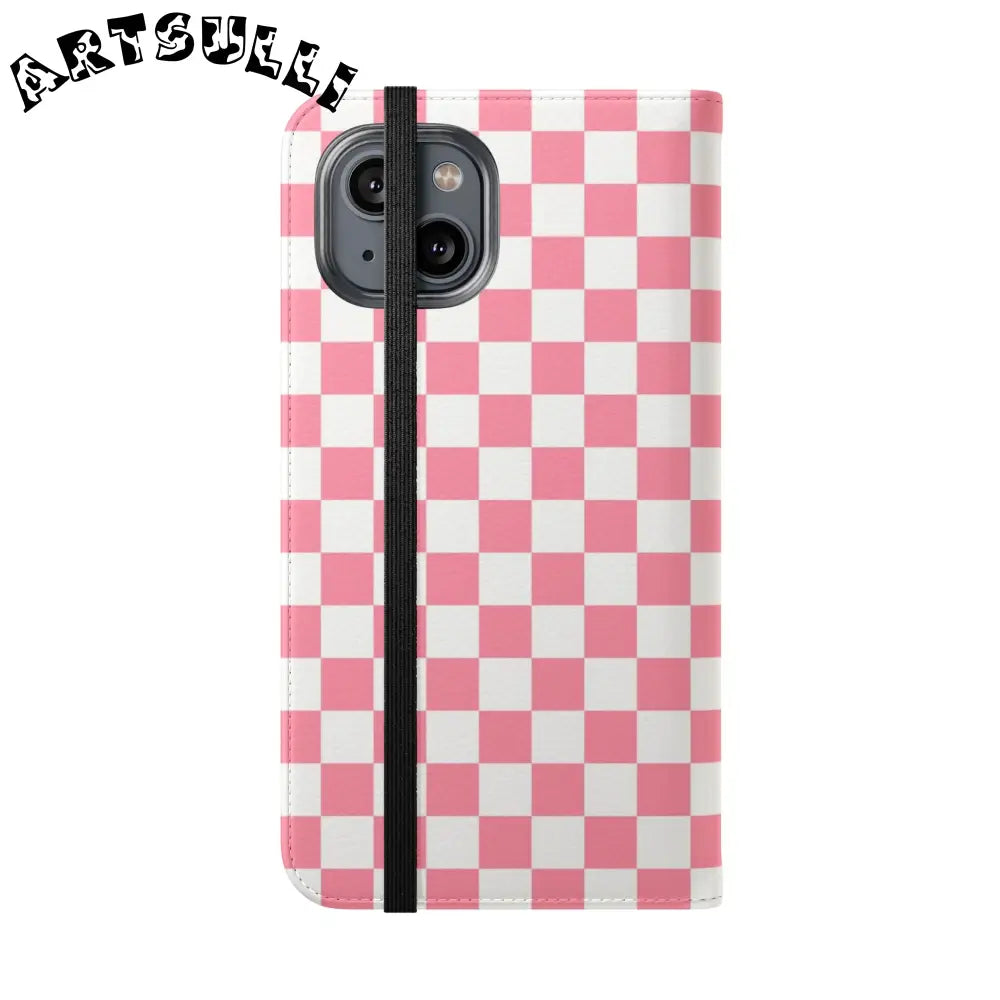 JAKKOUTTHEBXX Pink and White Checkered Flip Case 2025