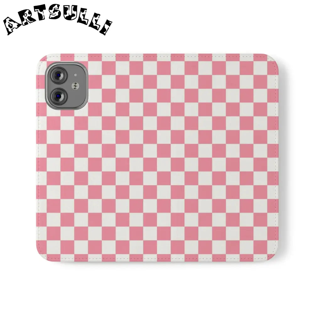 JAKKOUTTHEBXX Pink and White Checkered Flip Case 2025