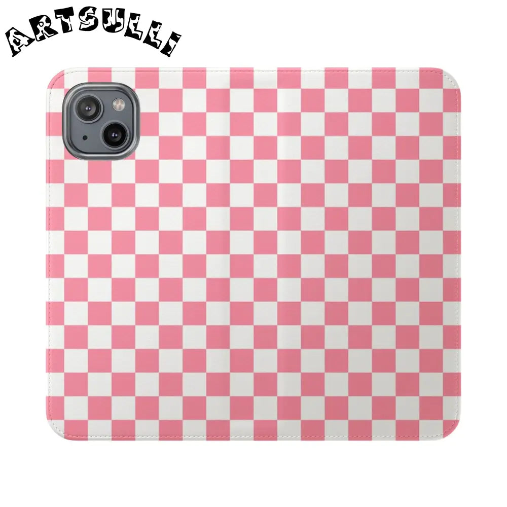 JAKKOUTTHEBXX Pink and White Checkered Flip Case 2025