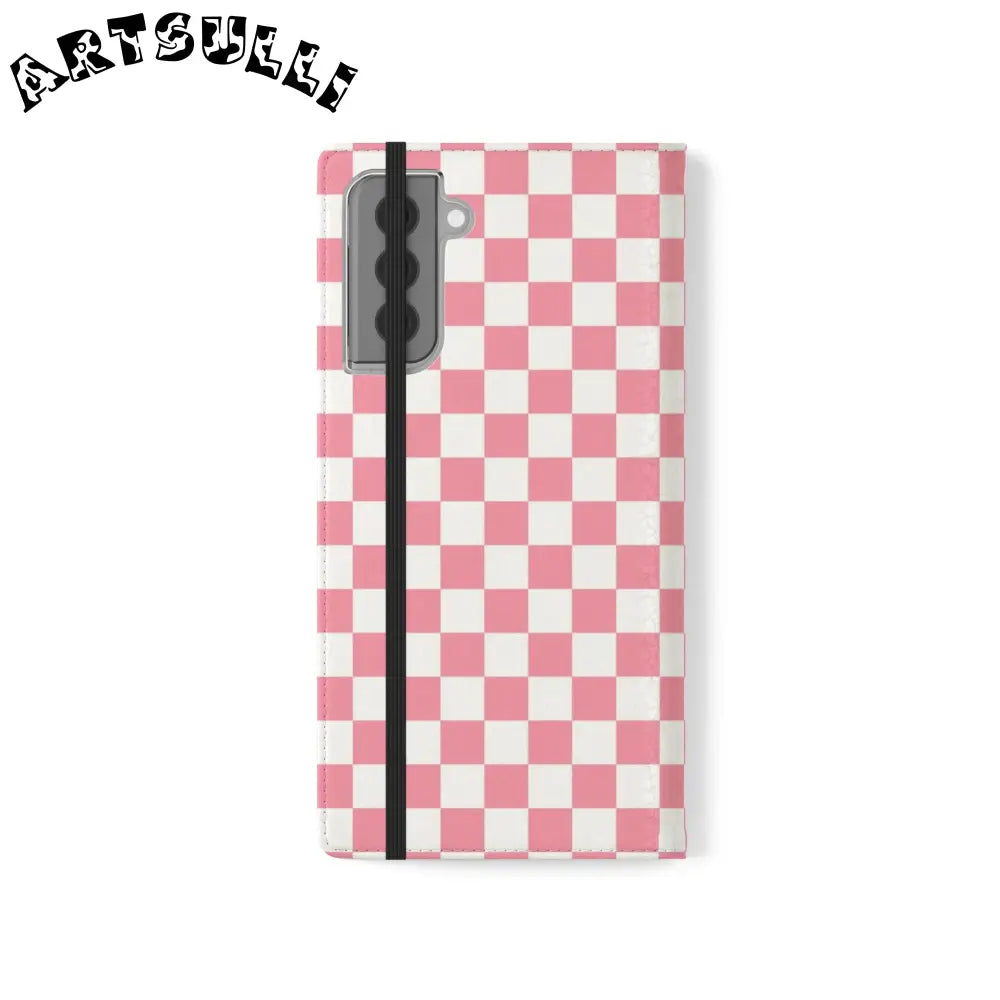 JAKKOUTTHEBXX Pink and White Checkered Flip Case 2025