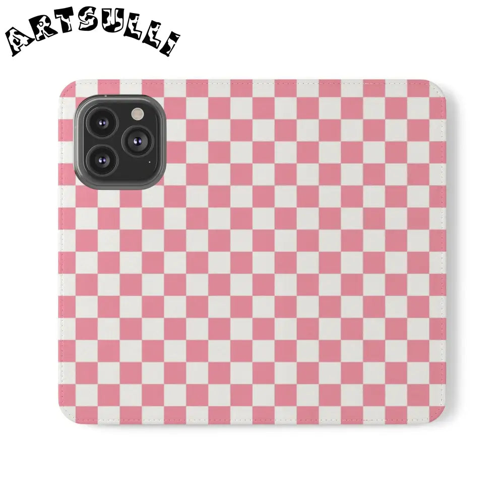 JAKKOUTTHEBXX Pink and White Checkered Flip Case 2025