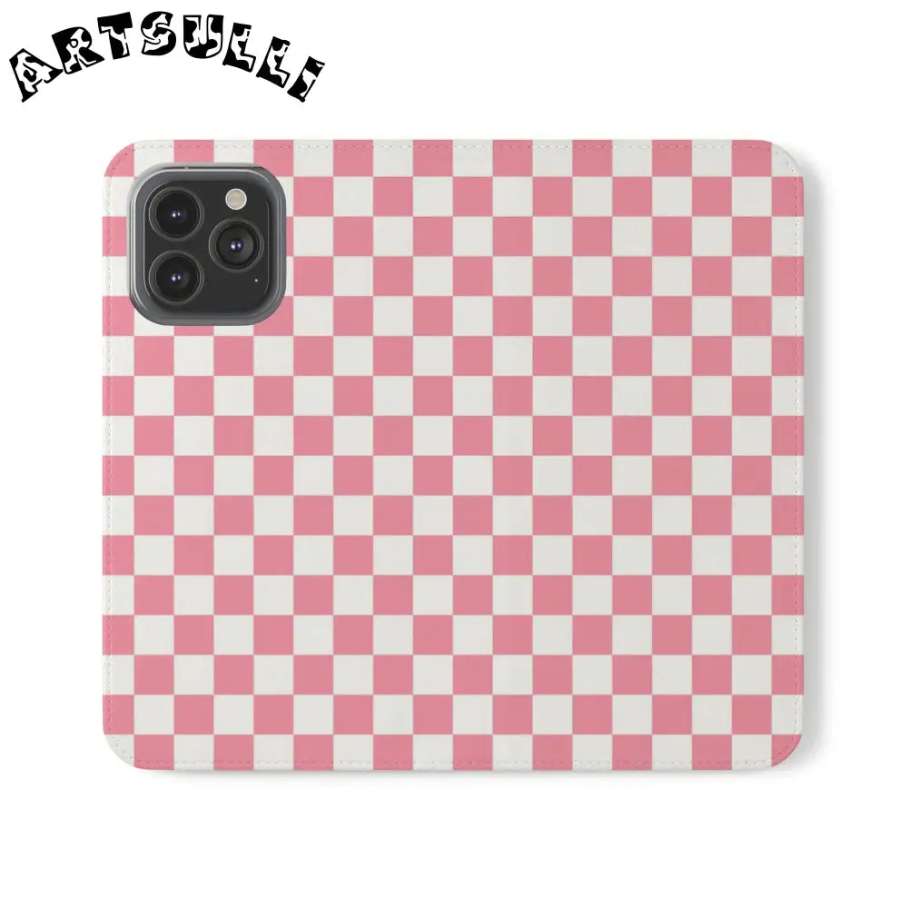 JAKKOUTTHEBXX Pink and White Checkered Flip Case 2025