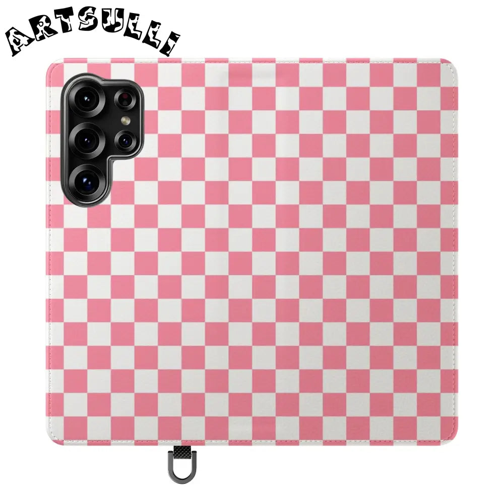 JAKKOUTTHEBXX Pink and White Checkered Flip Case 2025