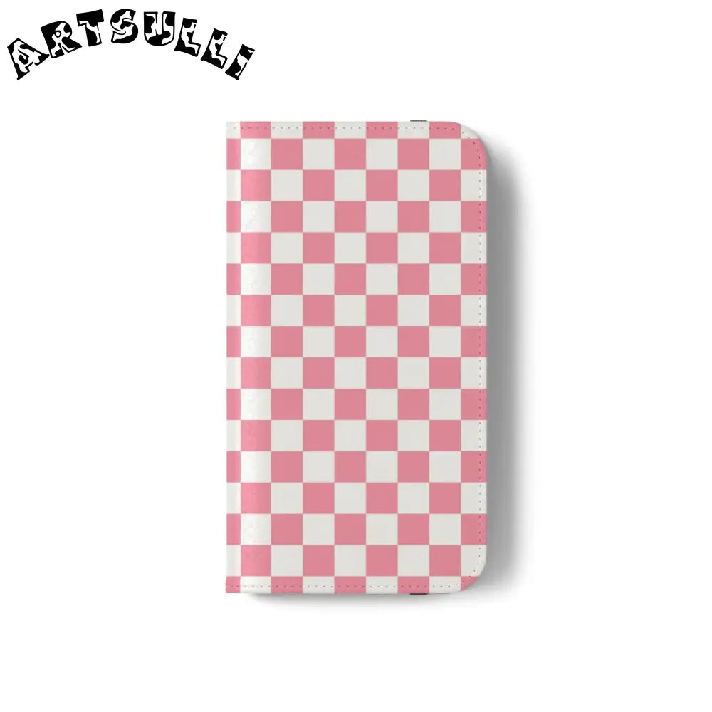 JAKKOUTTHEBXX Pink and White Checkered Flip Case 2025