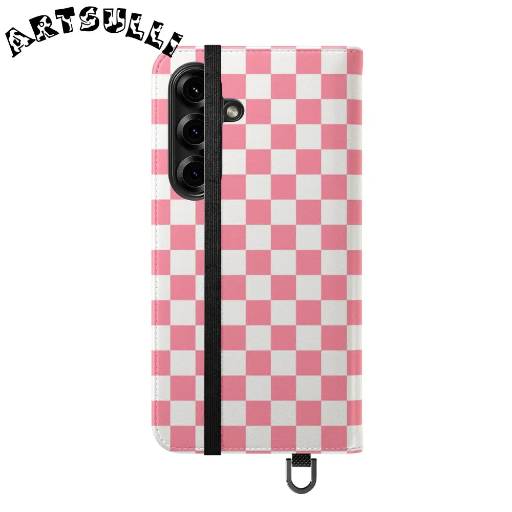 JAKKOUTTHEBXX Pink and White Checkered Flip Case 2025