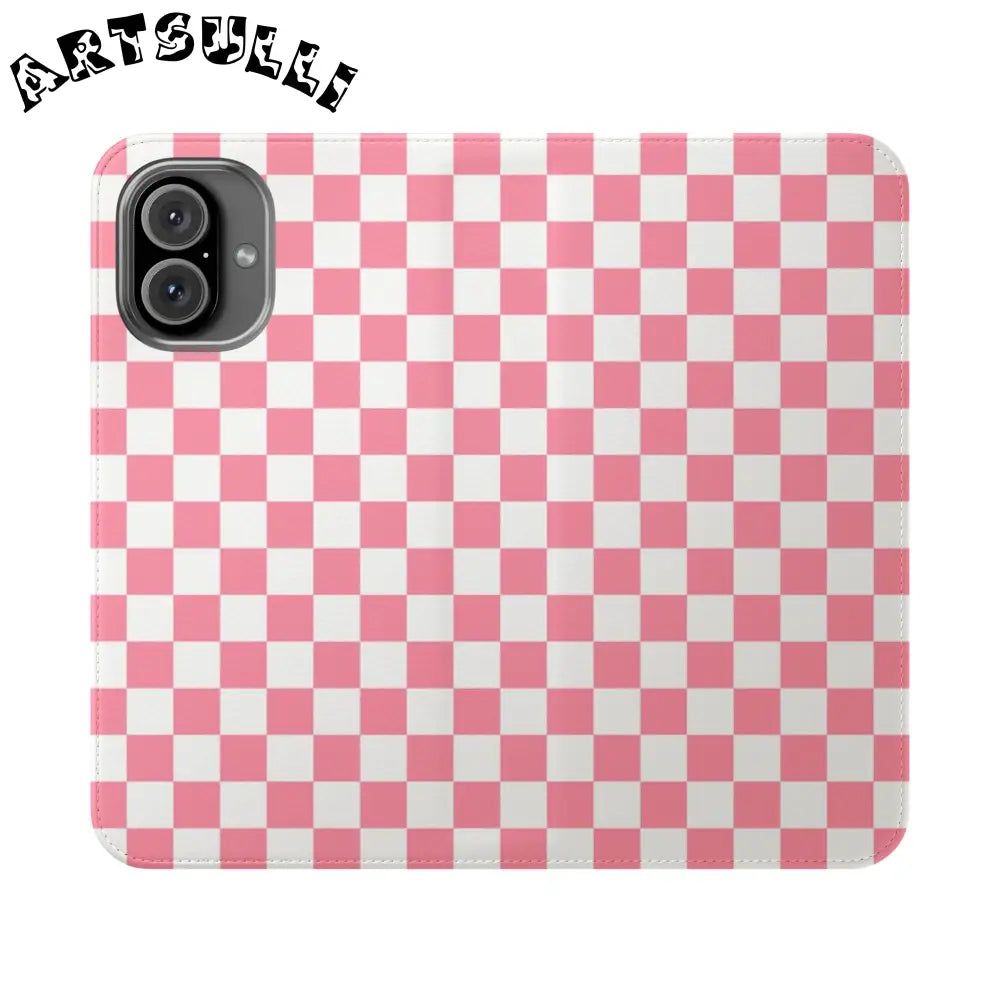 JAKKOUTTHEBXX Pink and White Checkered Flip Case 2025
