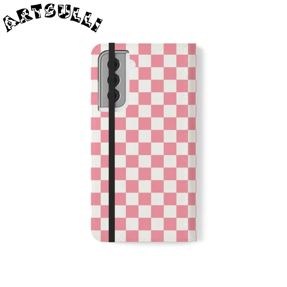 JAKKOUTTHEBXX Pink and White Checkered Flip Case 2025