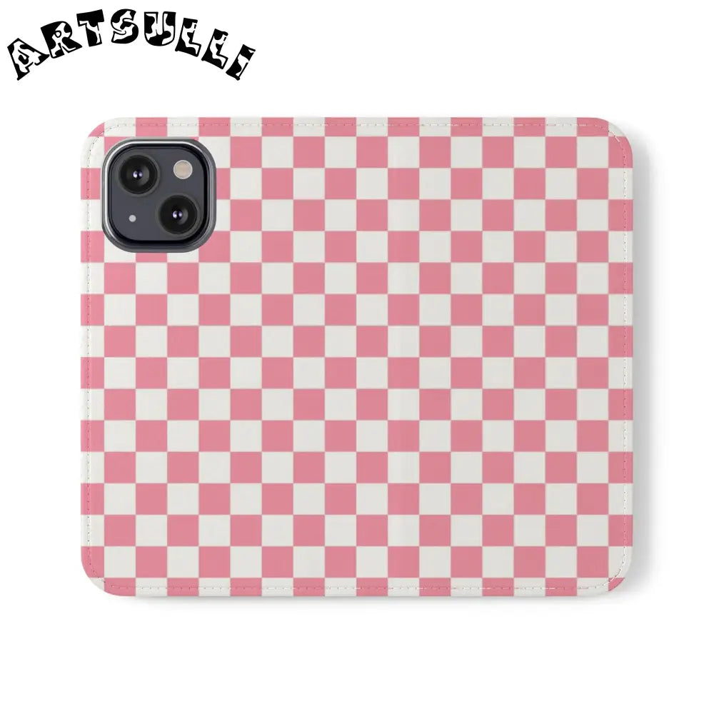 JAKKOUTTHEBXX Pink and White Checkered Flip Case 2025