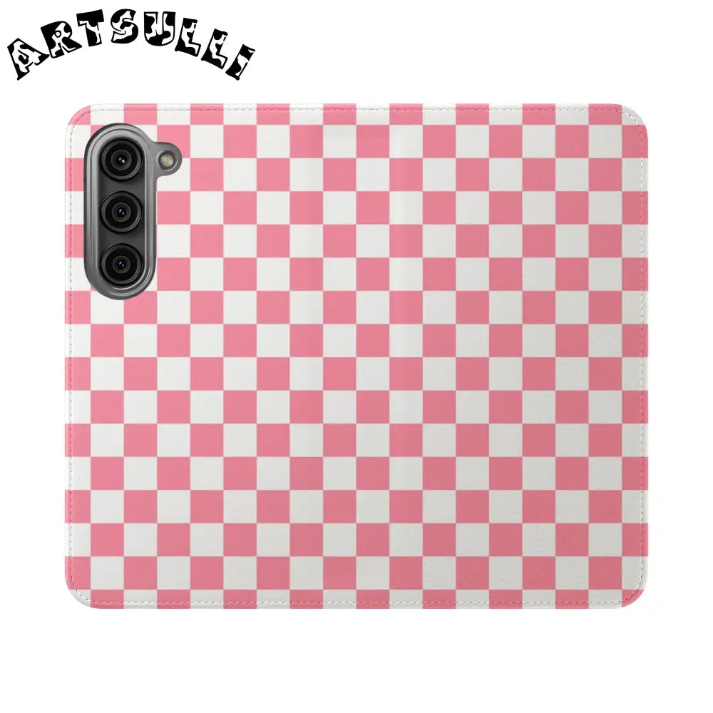 JAKKOUTTHEBXX Pink and White Checkered Flip Case 2025
