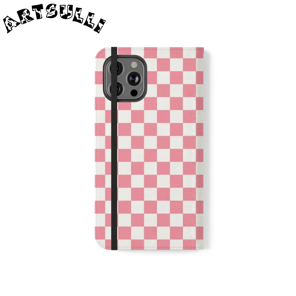 JAKKOUTTHEBXX Pink and White Checkered Flip Case 2025