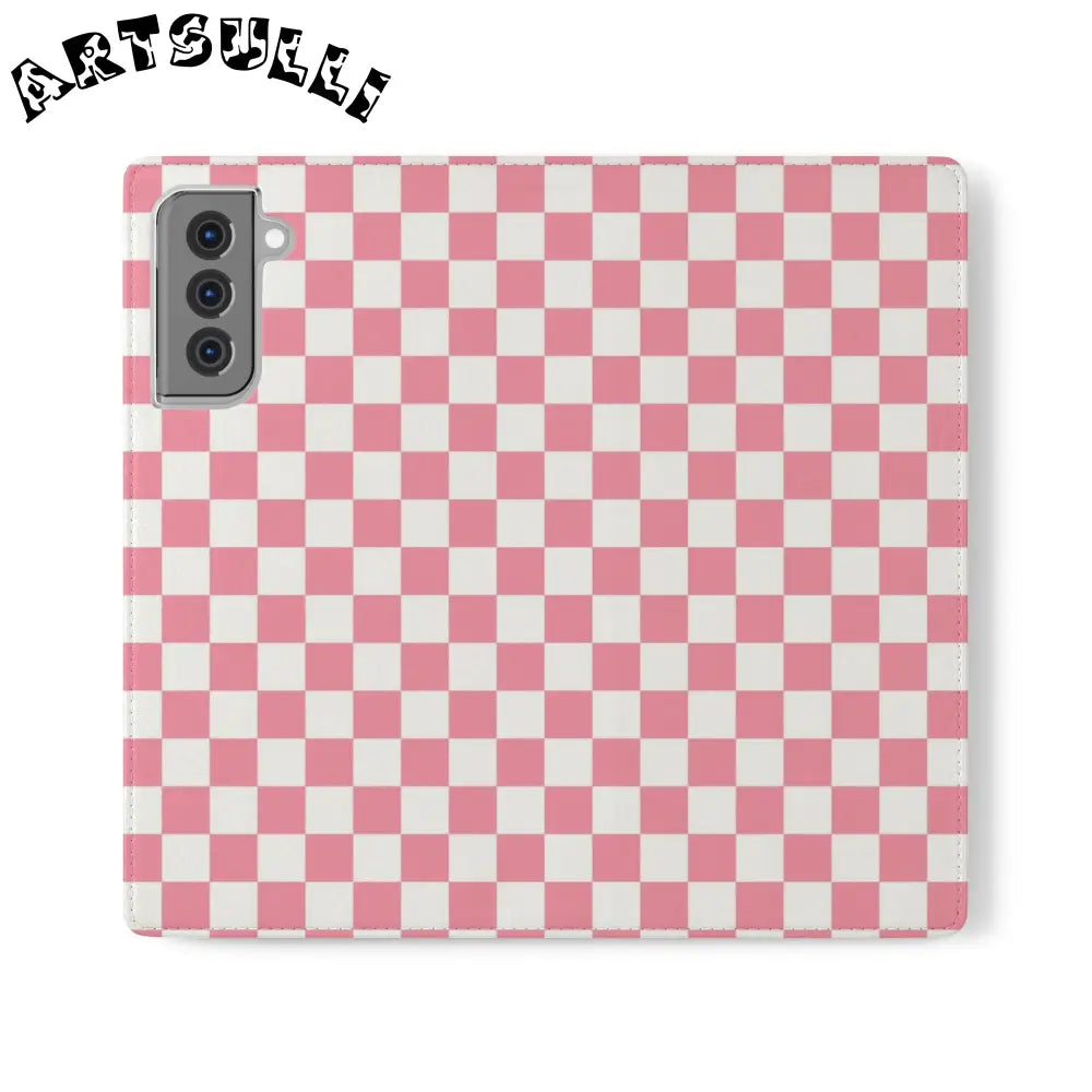JAKKOUTTHEBXX Pink and White Checkered Flip Case 2025