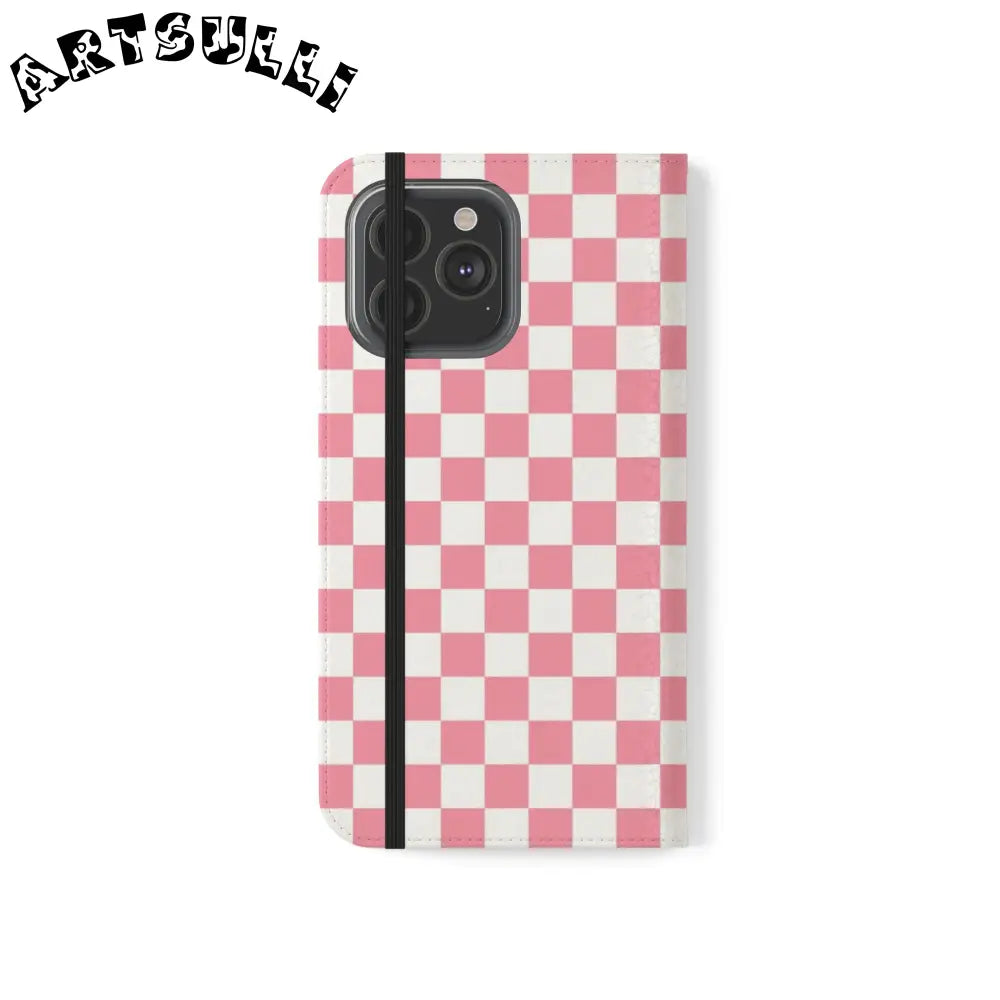 JAKKOUTTHEBXX Pink and White Checkered Flip Case 2025