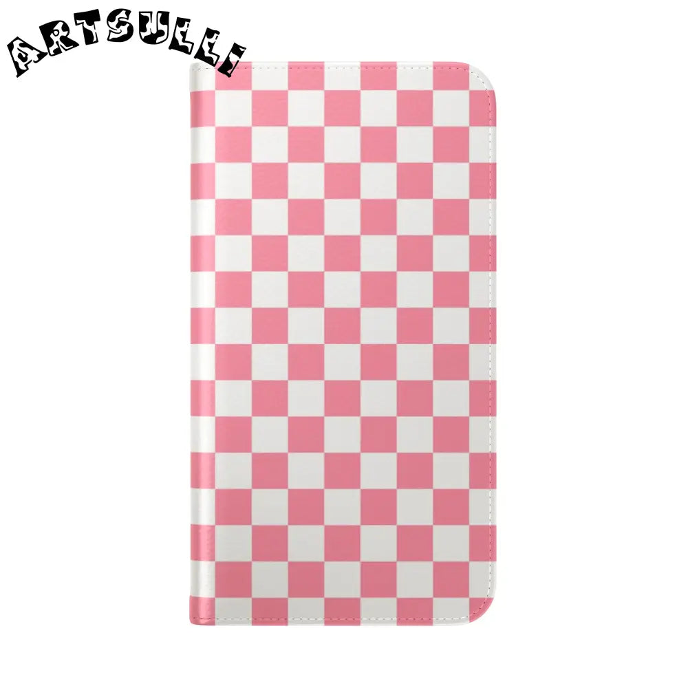 JAKKOUTTHEBXX Pink and White Checkered Flip Case 2025
