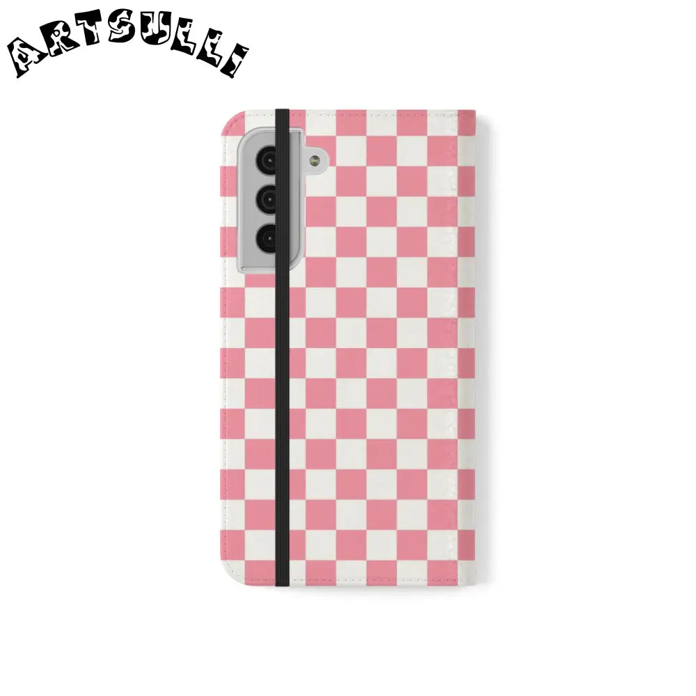 JAKKOUTTHEBXX Pink and White Checkered Flip Case 2025