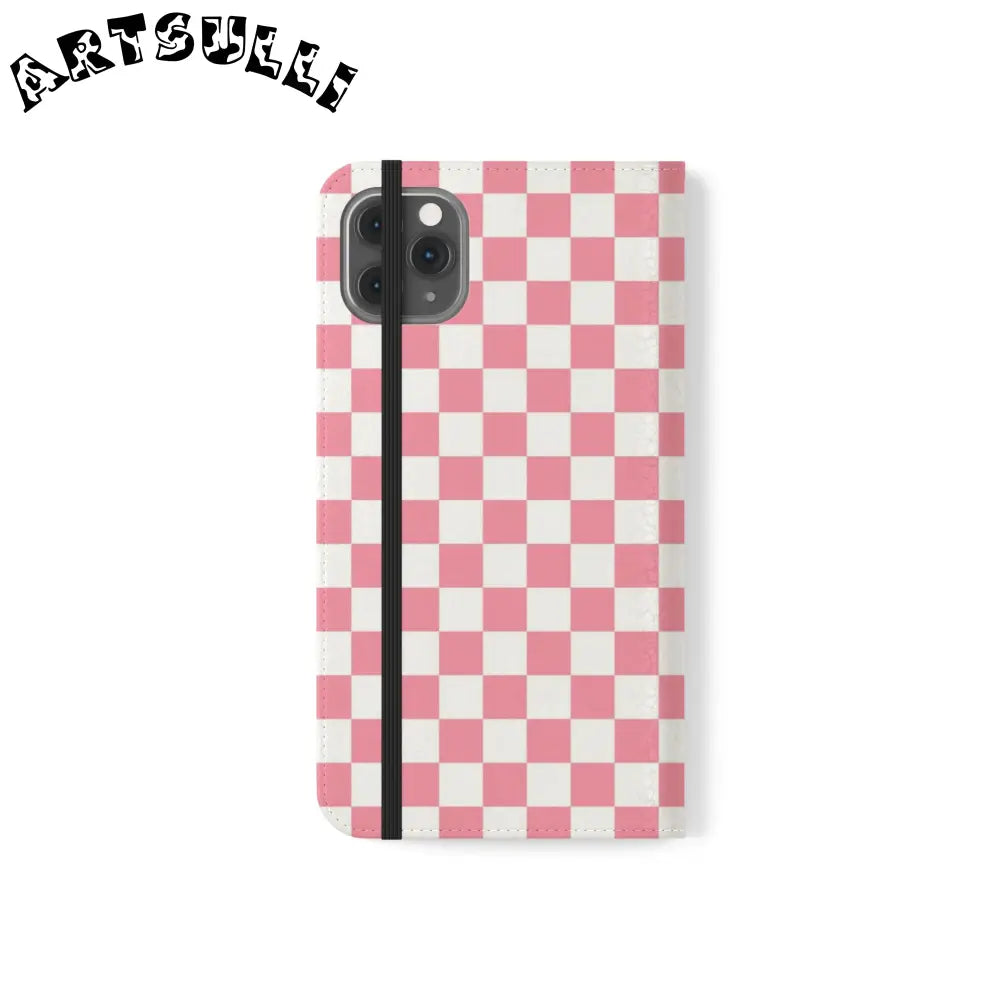 JAKKOUTTHEBXX Pink and White Checkered Flip Case 2025