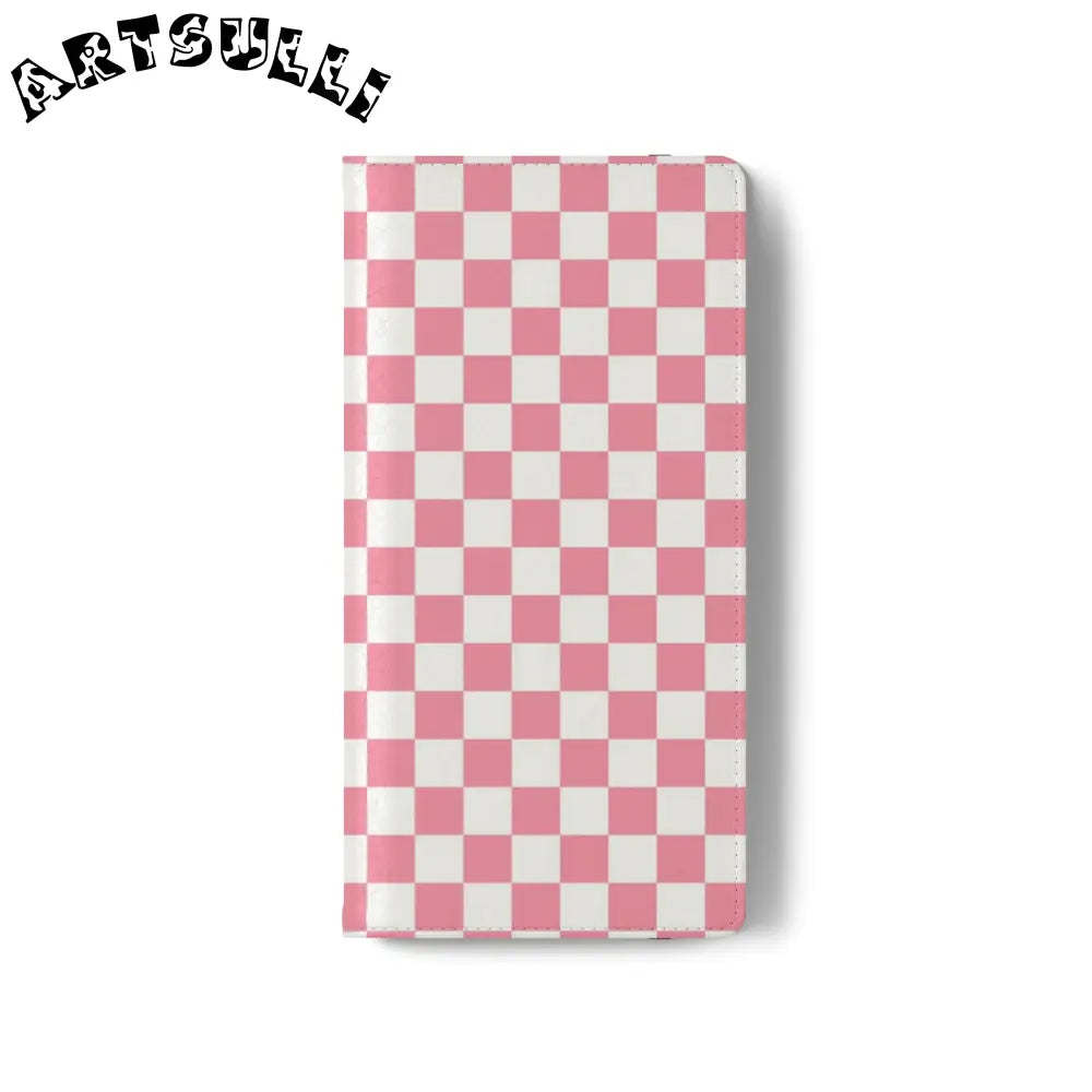 JAKKOUTTHEBXX Pink and White Checkered Flip Case 2025