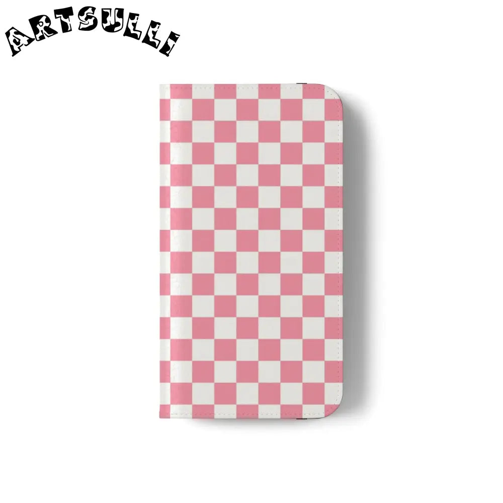 JAKKOUTTHEBXX Pink and White Checkered Flip Case 2025