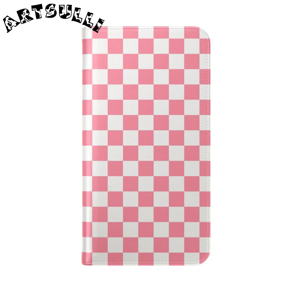 JAKKOUTTHEBXX Pink and White Checkered Flip Case 2025