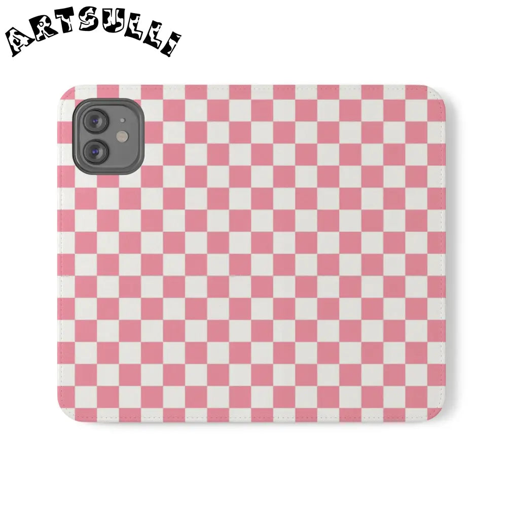 JAKKOUTTHEBXX Pink and White Checkered Flip Case 2025