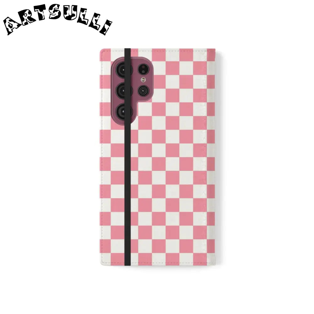 JAKKOUTTHEBXX Pink and White Checkered Flip Case 2025