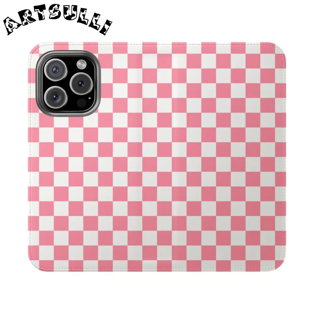 JAKKOUTTHEBXX Pink and White Checkered Flip Case 2025