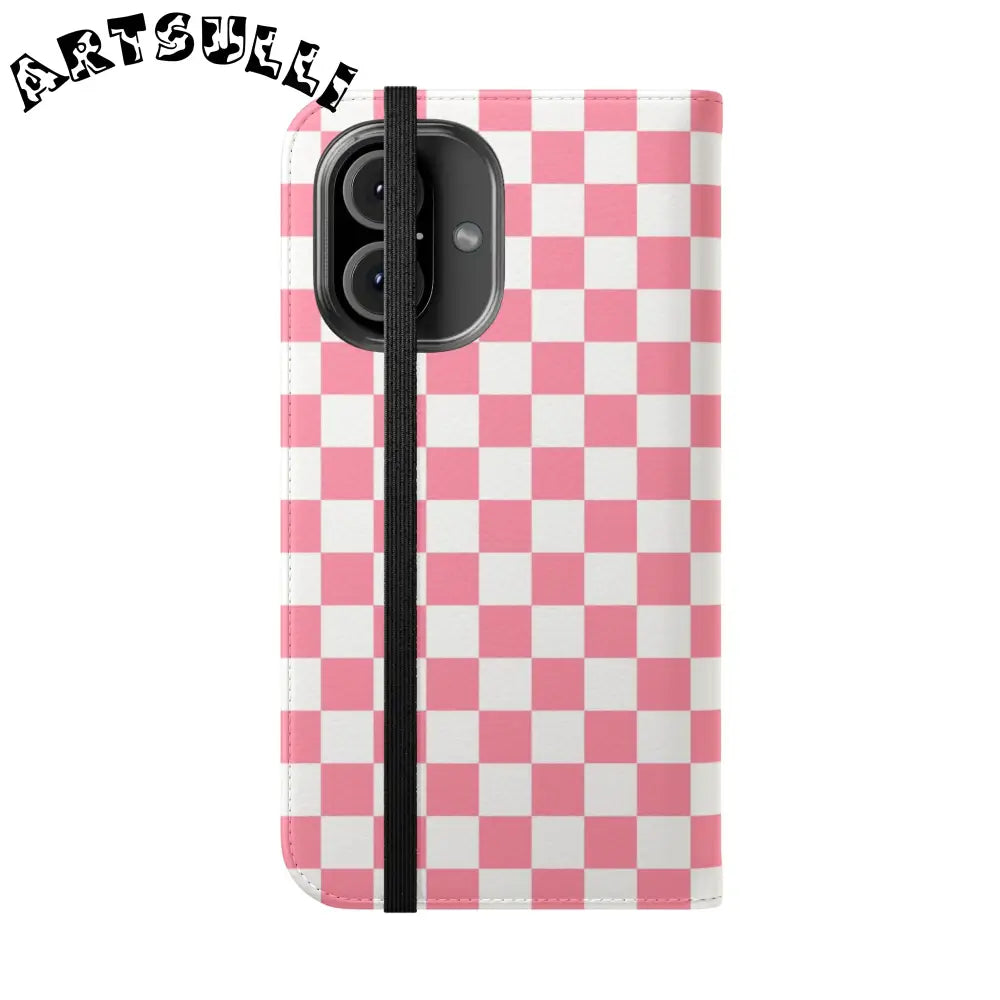 JAKKOUTTHEBXX Pink and White Checkered Flip Case 2025