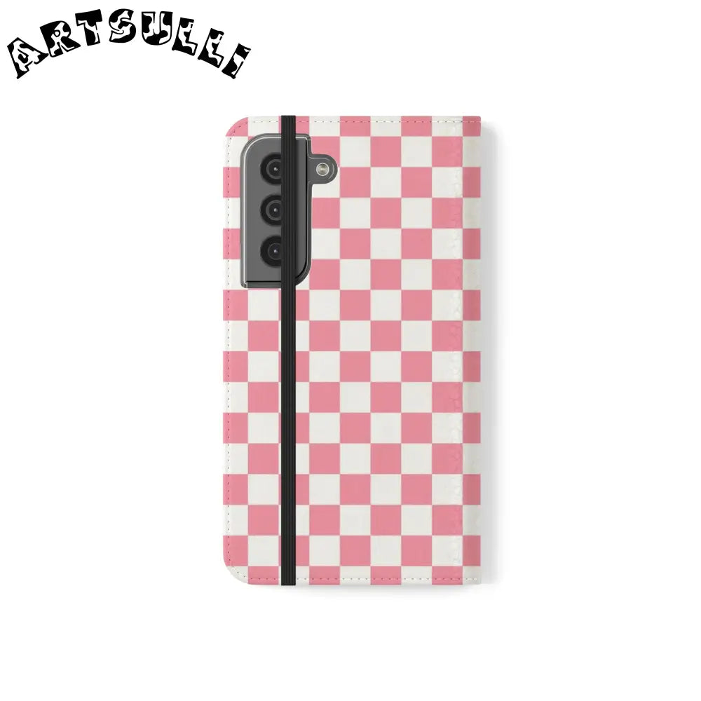JAKKOUTTHEBXX Pink and White Checkered Flip Case 2025
