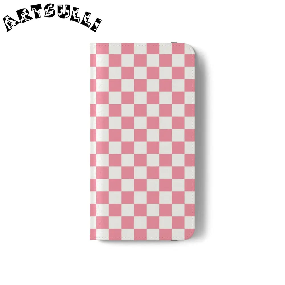 JAKKOUTTHEBXX Pink and White Checkered Flip Case 2025