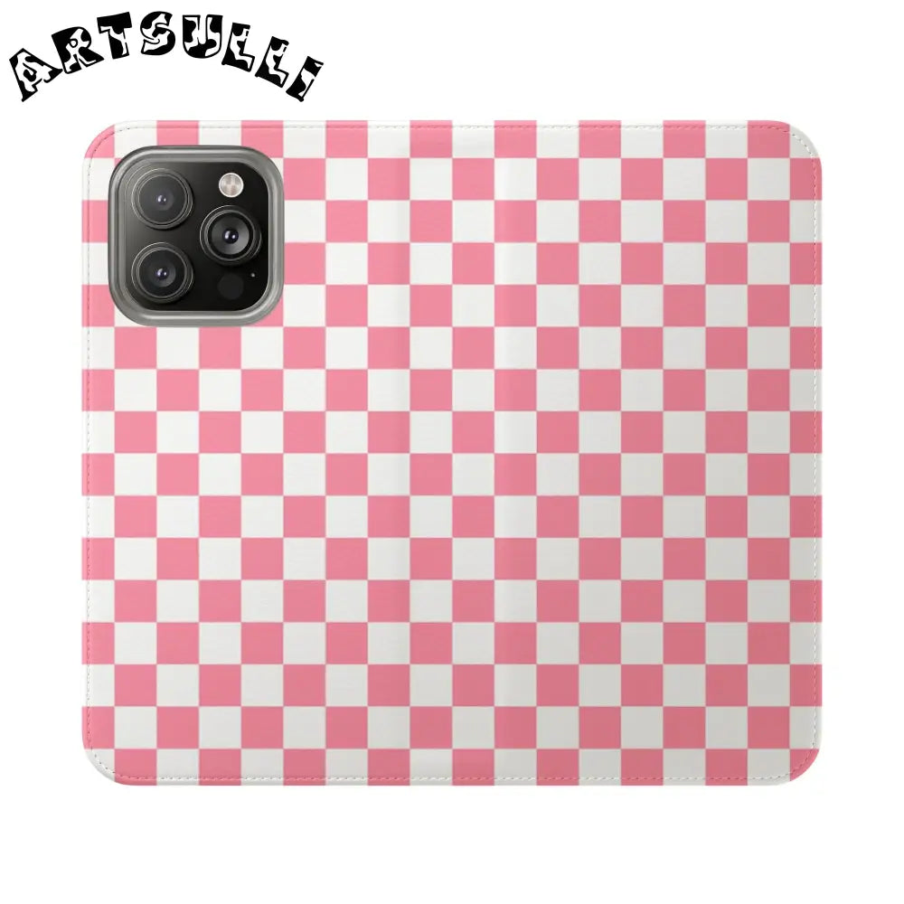 JAKKOUTTHEBXX Pink and White Checkered Flip Case 2025