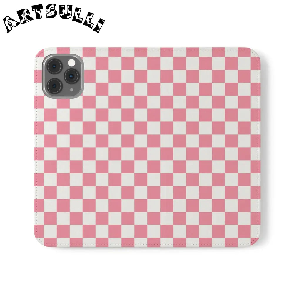 JAKKOUTTHEBXX Pink and White Checkered Flip Case 2025