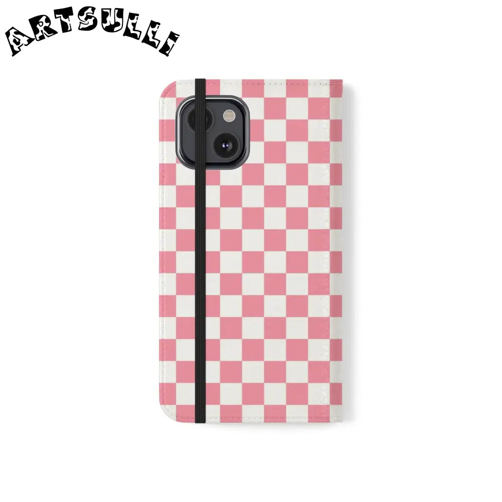 JAKKOUTTHEBXX Pink and White Checkered Flip Case 2025