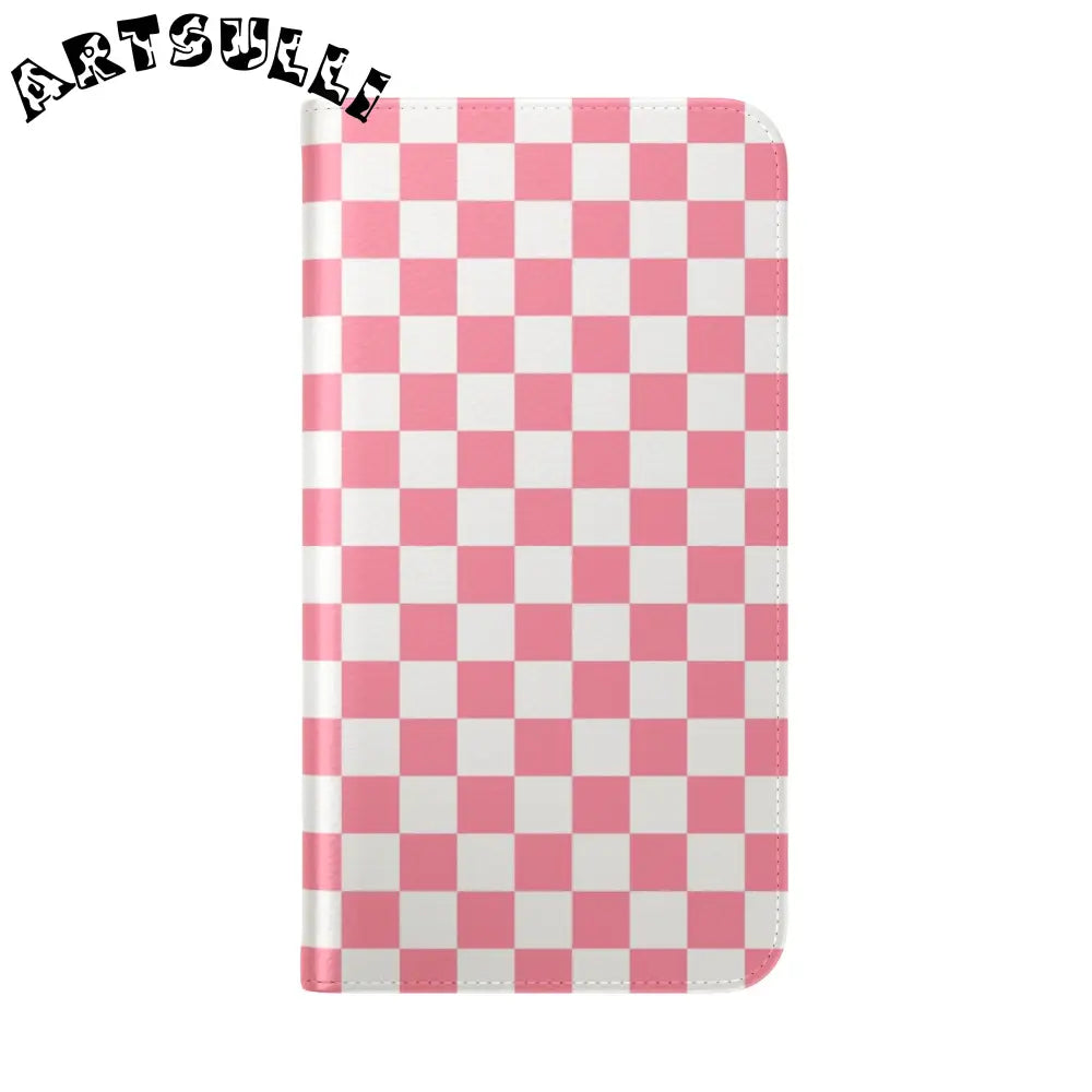 JAKKOUTTHEBXX Pink and White Checkered Flip Case 2025