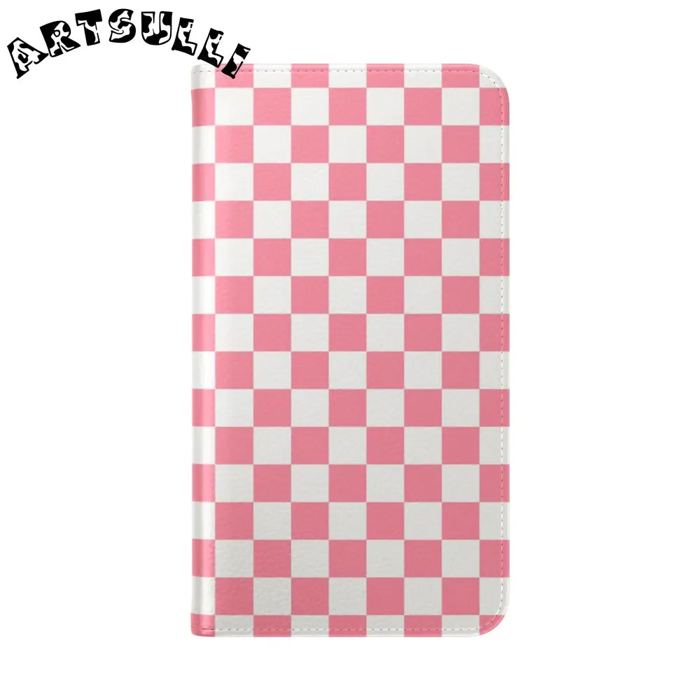 JAKKOUTTHEBXX Pink and White Checkered Flip Case 2025