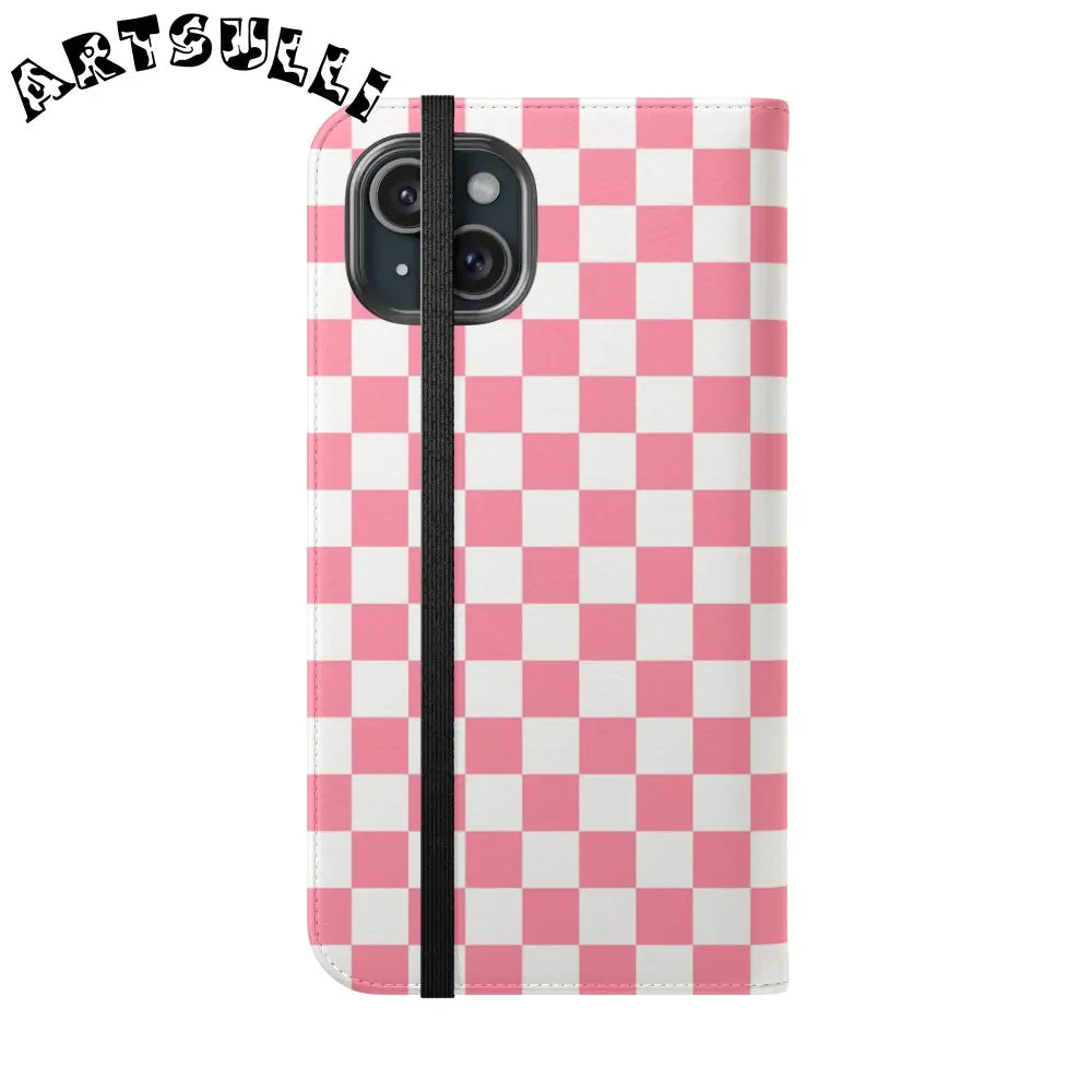 JAKKOUTTHEBXX Pink and White Checkered Flip Case 2025