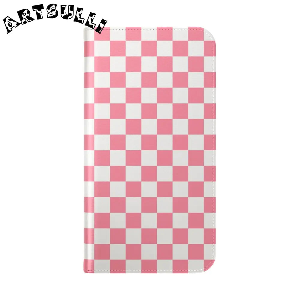 JAKKOUTTHEBXX Pink and White Checkered Flip Case 2025