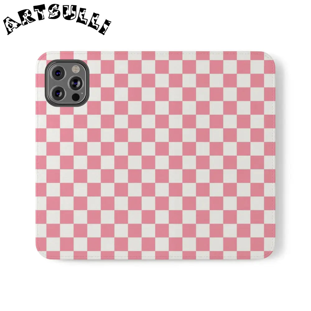 JAKKOUTTHEBXX Pink and White Checkered Flip Case 2025