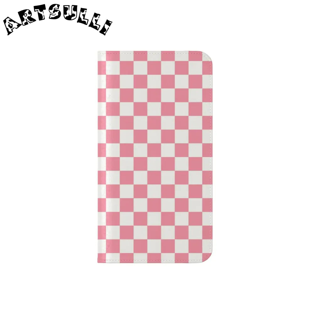 JAKKOUTTHEBXX Pink and White Checkered Flip Case 2025